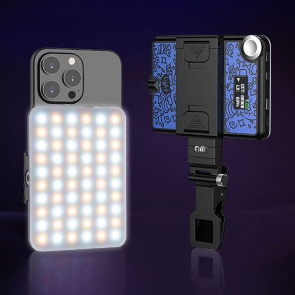 60 LEDs Rechargeable Clip Fill Light With Front & Back Clip Adjusted 3 Light Modes For Phone, Spec: A Type Blue - Image 2