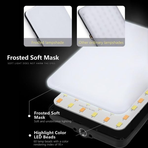 60 LEDs Rechargeable Clip Fill Light With Front & Back Clip Adjusted 3 Light Modes For Phone, Spec: A Type Blue - Image 9