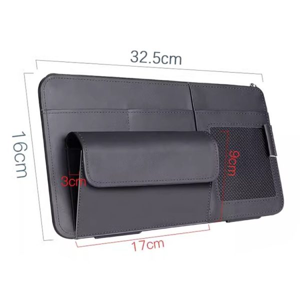 Multi-functional Car Sunshade Sunglasses ID Ticket Storage Bag Car Sun Visor Eyeglasses Case (Grey) - Image 4