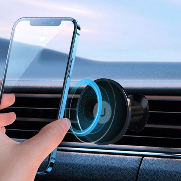 Car Universal Rotating Magnetic Cell Phone Holder With Hook Air Vent Car Navigation Bracket (Black) - Image 2