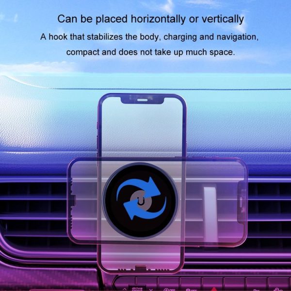 Car Universal Rotating Magnetic Cell Phone Holder With Hook Air Vent Car Navigation Bracket (Black) - Image 4