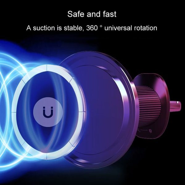 Car Universal Rotating Magnetic Cell Phone Holder With Hook Air Vent Car Navigation Bracket (Black) - Image 7