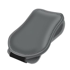 Car Eyeglasses Clip Car Leather Magnetic Closure Sunglasses Storage Bag (Grey)