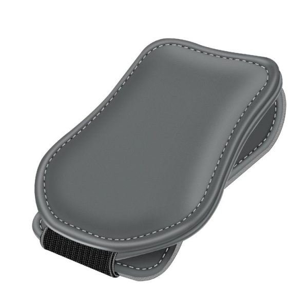 Car Eyeglasses Clip Car Leather Magnetic Closure Sunglasses Storage Bag (Grey)