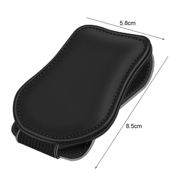 Car Eyeglasses Clip Car Leather Magnetic Closure Sunglasses Storage Bag (Grey) - Image 3