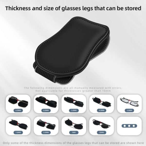 Car Eyeglasses Clip Car Leather Magnetic Closure Sunglasses Storage Bag (Grey) - Image 5
