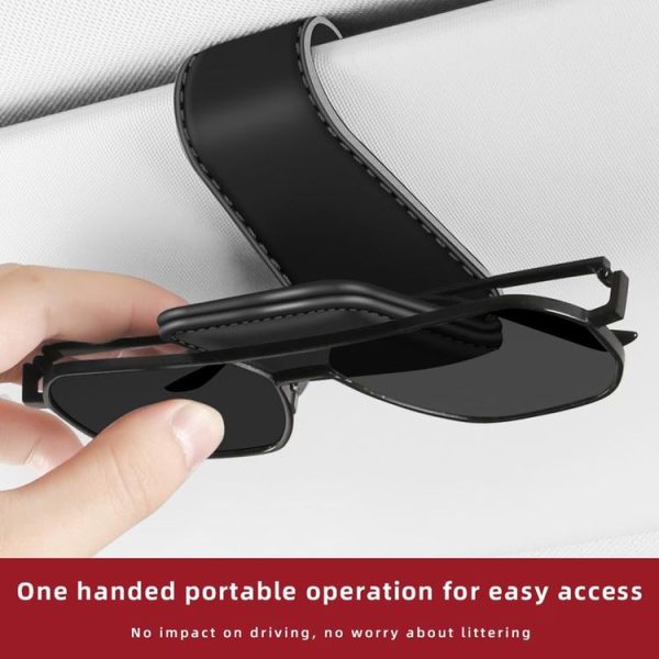Car Eyeglasses Clip Car Leather Magnetic Closure Sunglasses Storage Bag (Grey) - Image 7