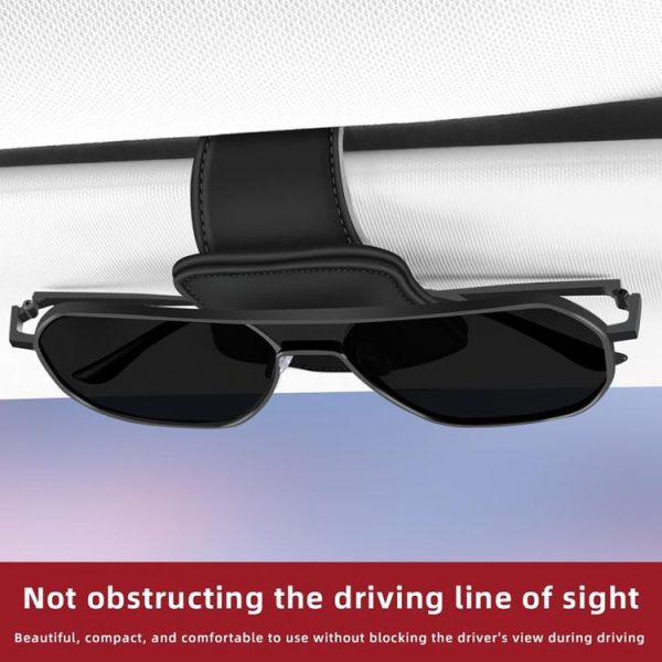Car Eyeglasses Clip Car Leather Magnetic Closure Sunglasses Storage Bag (Grey) - Image 8