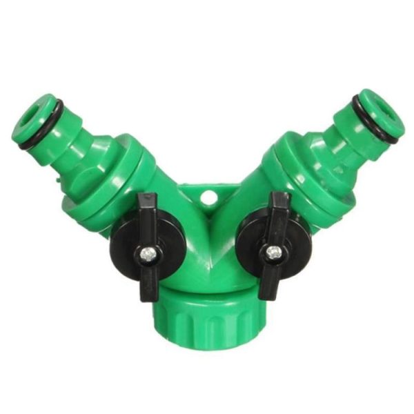 2 Way Garden Plumbing Hose Quick Connect Switch Horticultural Irrigation Faucet Ball Valve (AT015)