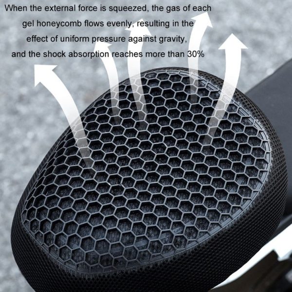 Motorcycle Breathable Massage Waterproof Sun-proof Silicone Seat Cushion (Black) - Image 3