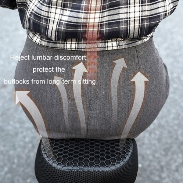 Motorcycle Breathable Massage Waterproof Sun-proof Silicone Seat Cushion (Black) - Image 9