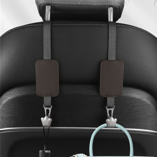 Car Seat Hook Multi-function Leather Seatback Hanger Car Interior Supplies (Black) - Image 2