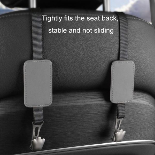 Car Seat Hook Multi-function Leather Seatback Hanger Car Interior Supplies (Black) - Image 4