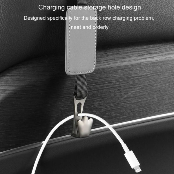 Car Seat Hook Multi-function Leather Seatback Hanger Car Interior Supplies (Black) - Image 5