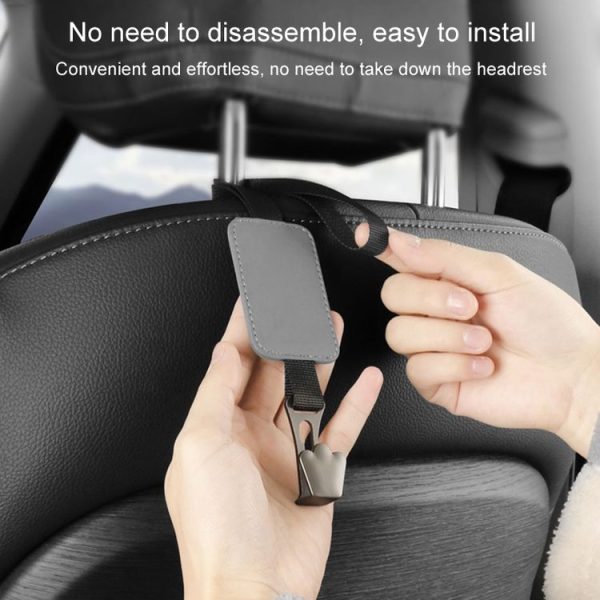 Car Seat Hook Multi-function Leather Seatback Hanger Car Interior Supplies (Black) - Image 7