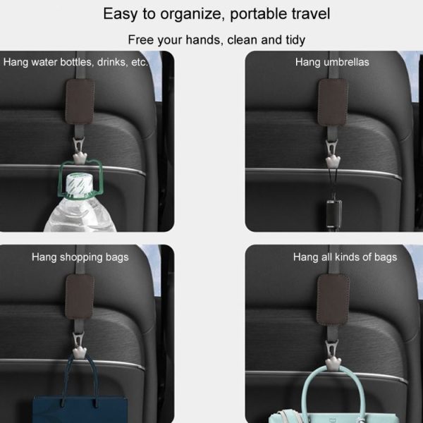 Car Seat Hook Multi-function Leather Seatback Hanger Car Interior Supplies (Black) - Image 9
