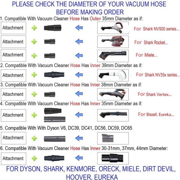 6 In 1 Universal Vacuum Attachments 32mm Nozzle Adapter Accessories Cleaning Kit - Image 3