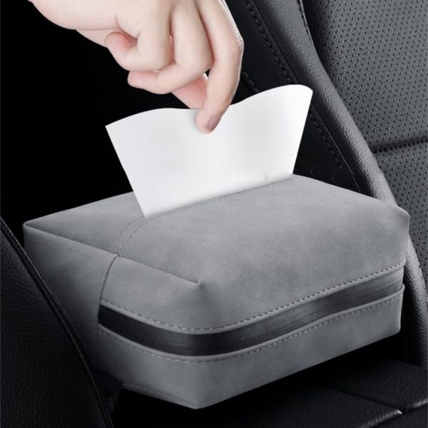Car Armrest Box Tissue Box Car Sun Visor Seat Back Hanging Tissue Storage Bag (Black) - Image 2