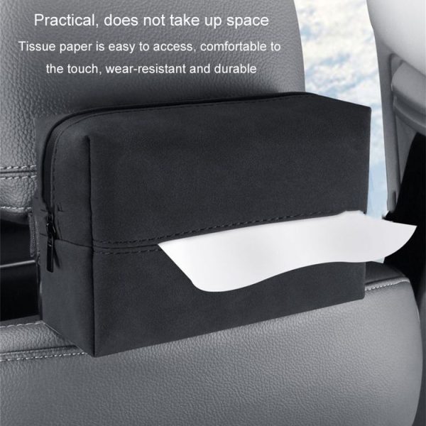 Car Armrest Box Tissue Box Car Sun Visor Seat Back Hanging Tissue Storage Bag (Black) - Image 5