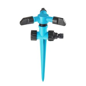 Automatic Rotating Plastic Ground Sprinkler Garden Lawn Triangle Spraying Nozzles (Sky Blue)