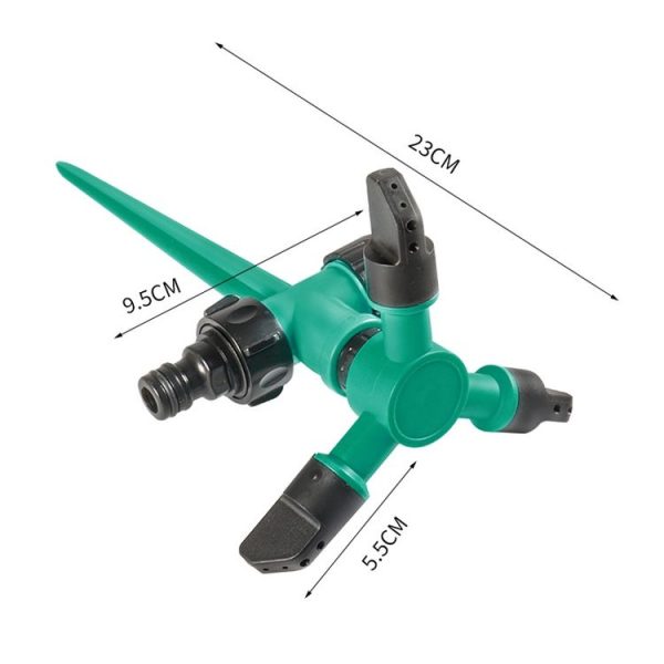 Automatic Rotating Plastic Ground Sprinkler Garden Lawn Triangle Spraying Nozzles (Sky Blue) - Image 2
