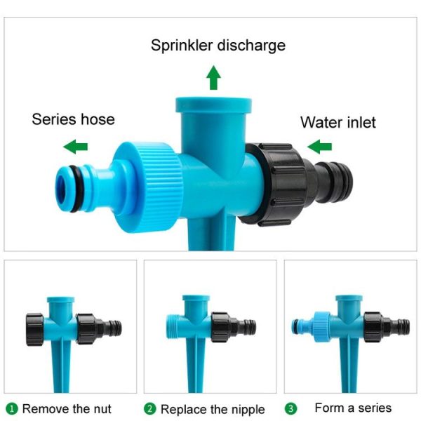 Automatic Rotating Plastic Ground Sprinkler Garden Lawn Triangle Spraying Nozzles (Sky Blue) - Image 5