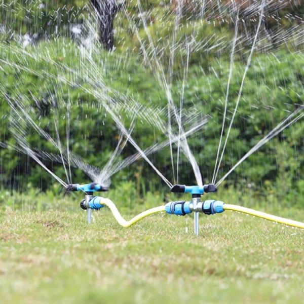 Automatic Rotating Plastic Ground Sprinkler Garden Lawn Triangle Spraying Nozzles (Sky Blue) - Image 9