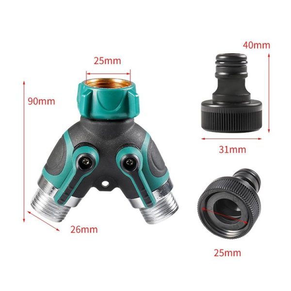 7pcs / Set Y-Type Two-Way Metal Quick Connectors Water Pipe Splitter With Nipple (EU Style) - Image 2