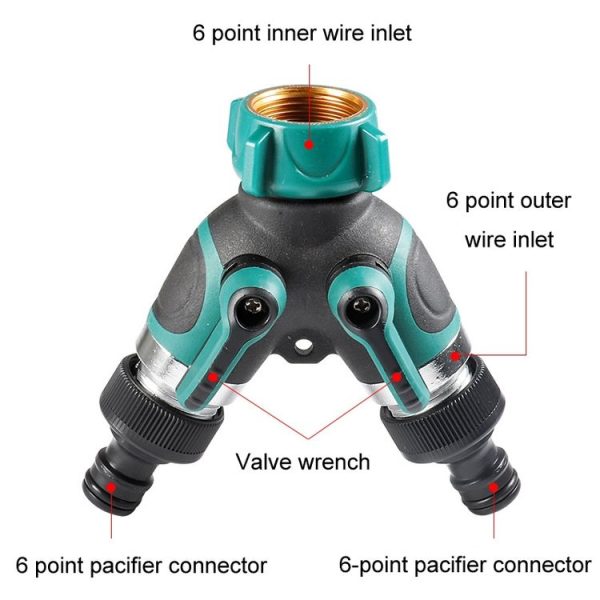 7pcs / Set Y-Type Two-Way Metal Quick Connectors Water Pipe Splitter With Nipple (EU Style) - Image 3