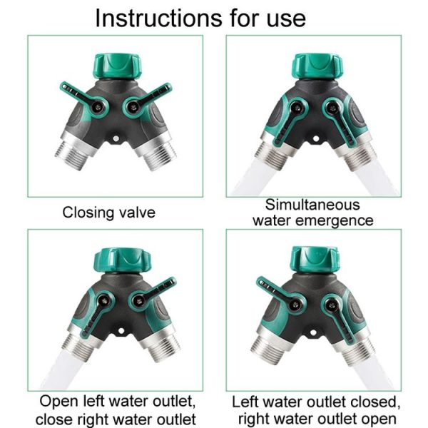7pcs / Set Y-Type Two-Way Metal Quick Connectors Water Pipe Splitter With Nipple (EU Style) - Image 6