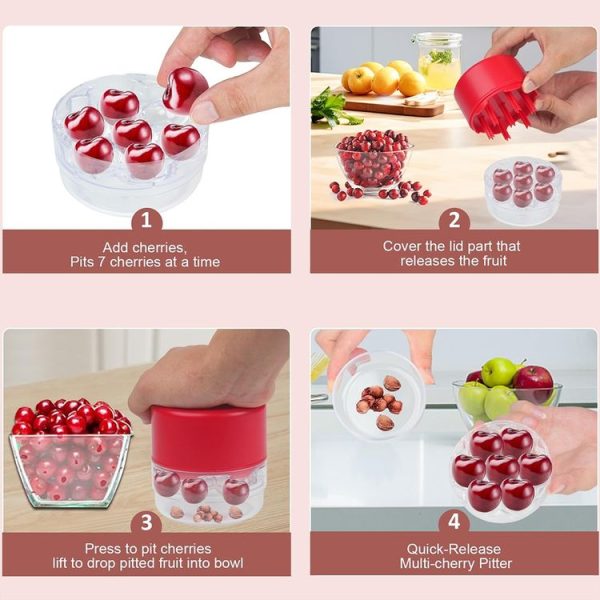 Seven-hole Press-type Cherry Core Remover Red Date Core Remover (Red) - Image 5