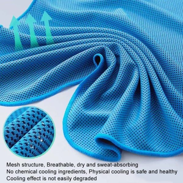 65x30cm U Shape Cold Feeling Hooded Towel Beach Camping Fitness Sun Protection Quick Drying Sports Cooling Headband (Sky Blue) - Image 3