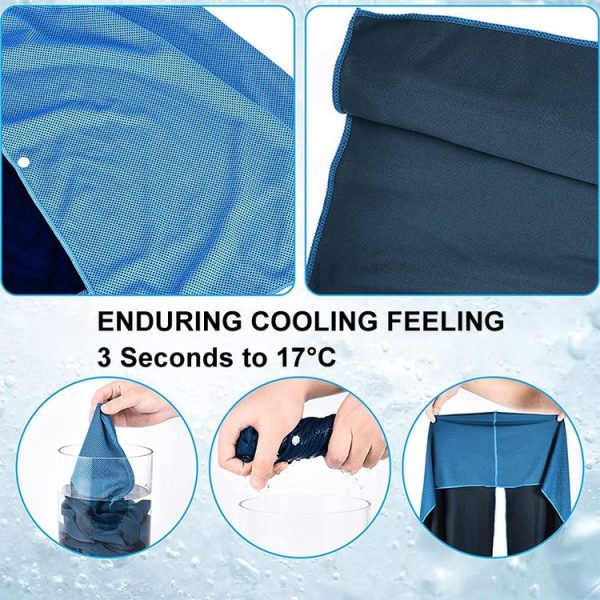 65x30cm U Shape Cold Feeling Hooded Towel Beach Camping Fitness Sun Protection Quick Drying Sports Cooling Headband (Sky Blue) - Image 4