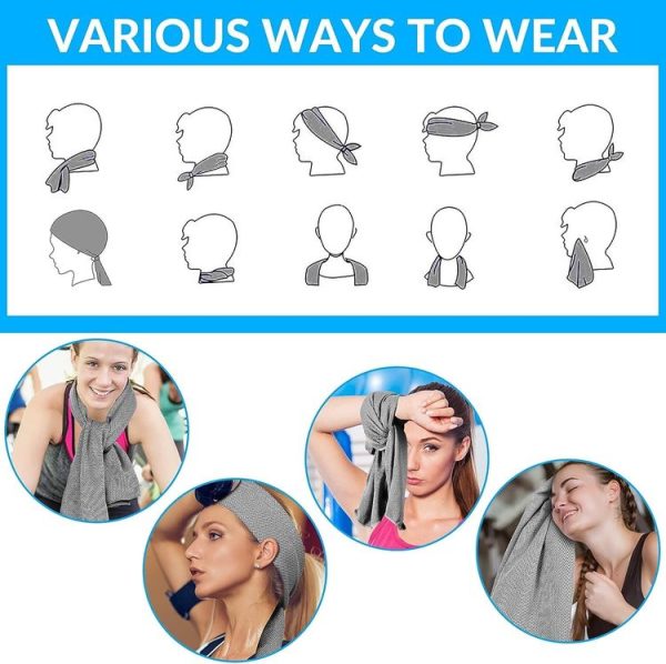 65x30cm U Shape Cold Feeling Hooded Towel Beach Camping Fitness Sun Protection Quick Drying Sports Cooling Headband (Sky Blue) - Image 6