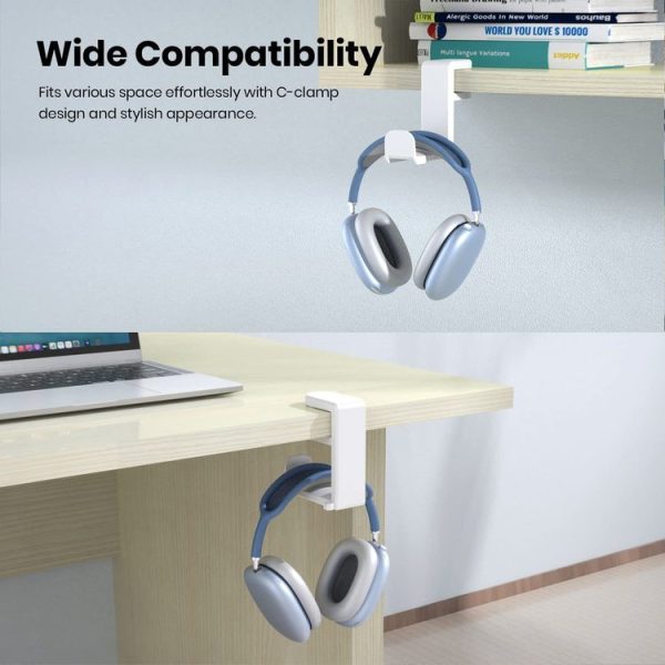 Deskside Clip 360 Degree Rotatable Headphone Holder (Black) - Image 2