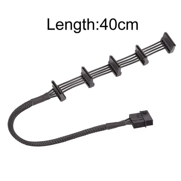 40cm 18AWG Large 4Pin Sleeve Grid 1 To 5 SATA Hard Drive Cage Cable - Image 3