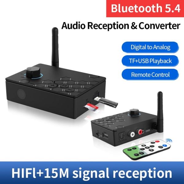 Bluetooth 5.4 Receiver Digital To Analog Card U Disk Converter Adapter With Remote Control (Fiber Optic Conversion) - Image 2