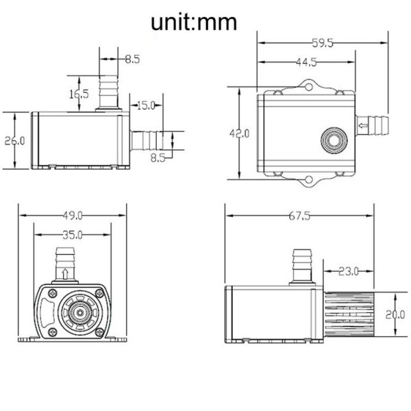 DC12V Solar Micro Brushless Cold Water Circulating Fountain Water Pump, Model: QR50E - Image 5