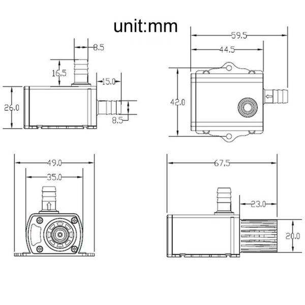 DC12V Solar Micro Brushless Cold Water Circulating Fountain Water Pump, Model: QR50H - Image 5