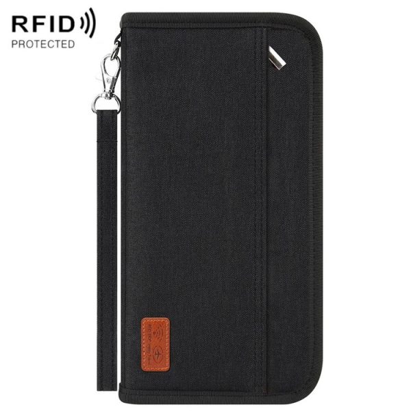 RFID ID Passport Bag Travel Neck Large Capacity Multi Card Wallet (Black)