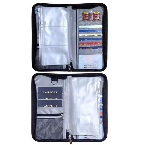 RFID ID Passport Bag Travel Neck Large Capacity Multi Card Wallet (Black) - Image 4