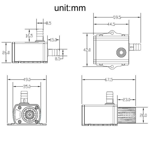 DC12V Solar Micro Brushless Cold Water Circulating Fountain Water Pump, Model: QR50C - Image 4