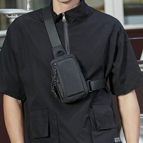 Men Crossbody Bag Sports Mini Chest Bag (Black) - Image 2