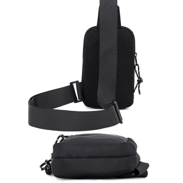 Men Crossbody Bag Sports Mini Chest Bag (Black) - Image 4
