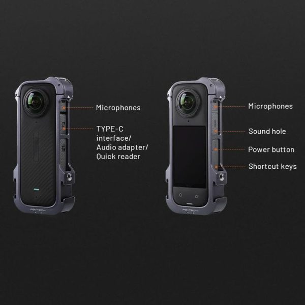 Insta360 X4 PGYTECH P-55A-010 Metal Rabbit Cage Aluminum Expanding Protective Bezel With Lens Case - Image 3