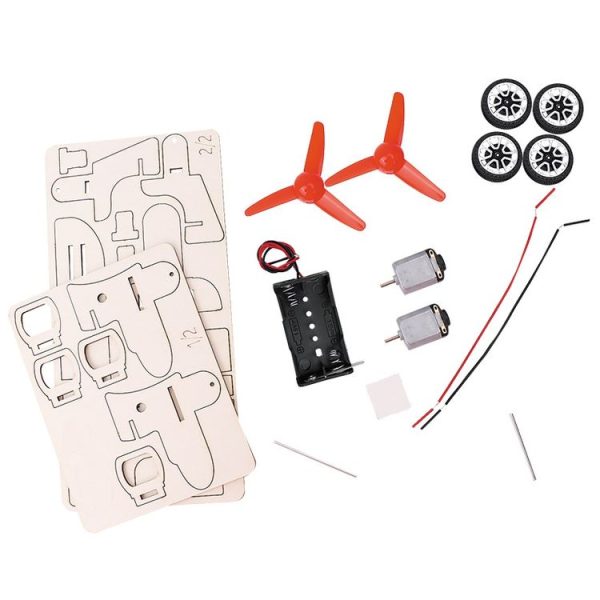 DIY Dual-engine Gliding Airplane Model Children Technology Small Crafts Wooden Puzzle Electrical Toy - Image 2