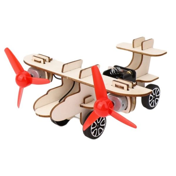 DIY Dual-engine Gliding Airplane Model Children Technology Small Crafts Wooden Puzzle Electrical Toy - Image 3