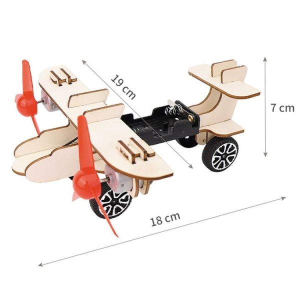 DIY Dual-engine Gliding Airplane Model Children Technology Small Crafts Wooden Puzzle Electrical Toy - Image 5