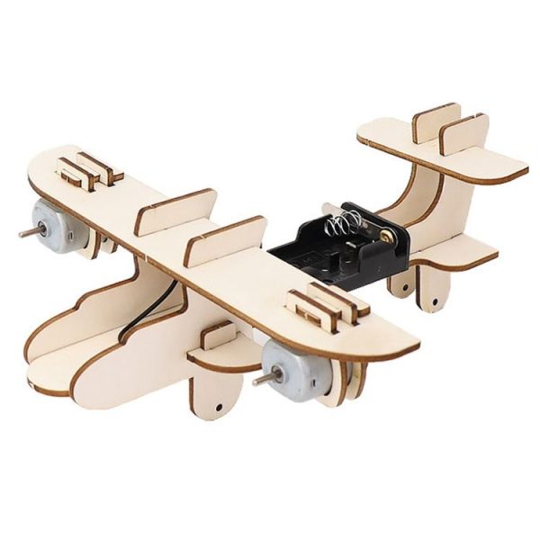 DIY Dual-engine Gliding Airplane Model Children Technology Small Crafts Wooden Puzzle Electrical Toy - Image 8
