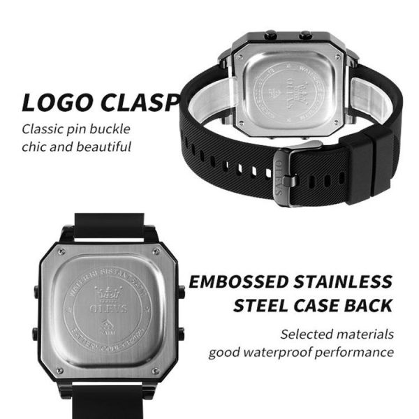 OLEVS 1103 Sports Multi-Function Square Intelligent Electronic Watch Waterproof Men Watch (Red) - Image 7